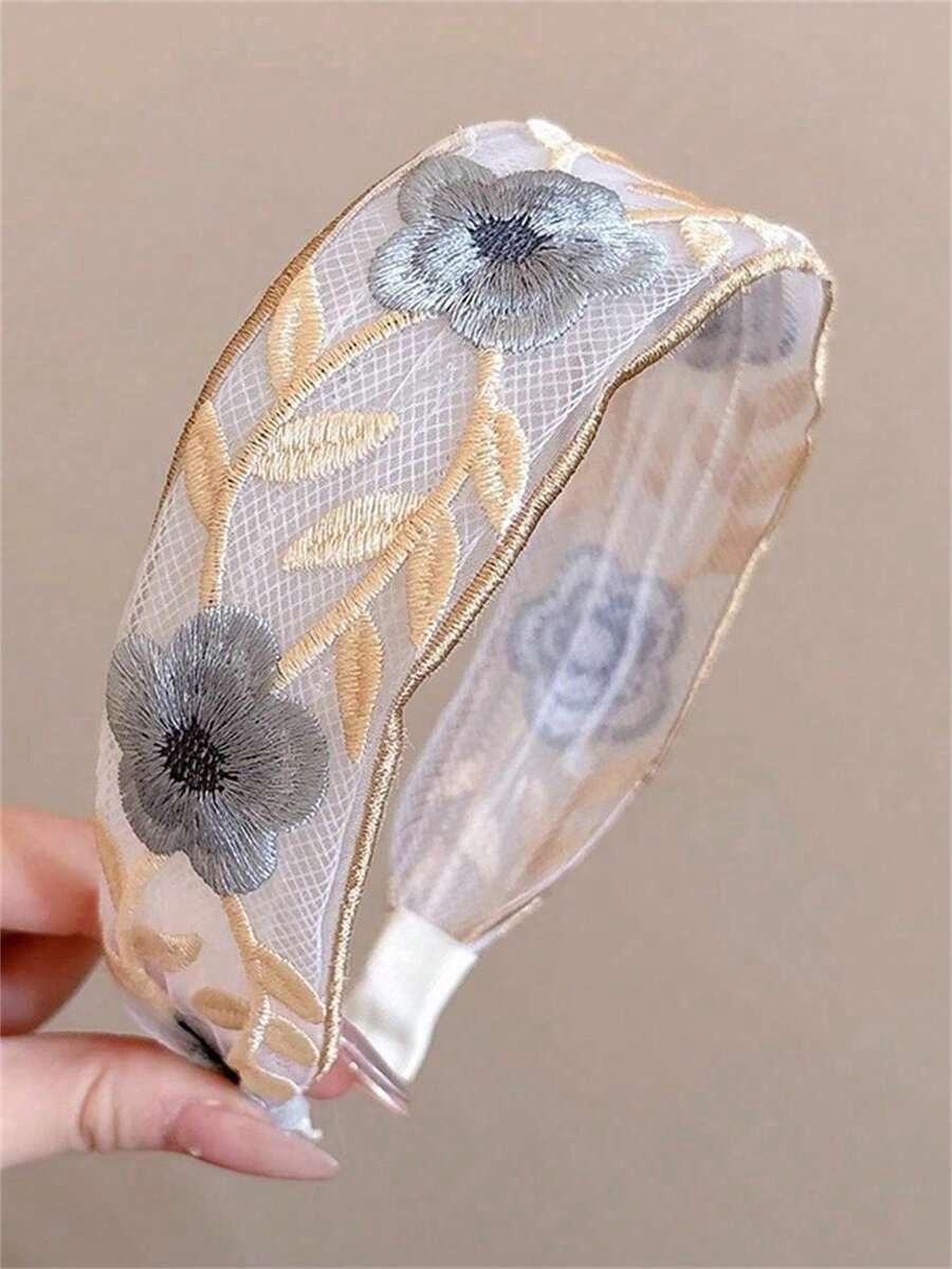 3pcs Flower Print Boho Polyester Braided Embroidery Hair Hoop, Headbands ,Hairband For Women Hair Accessories Head Accessories — image 4