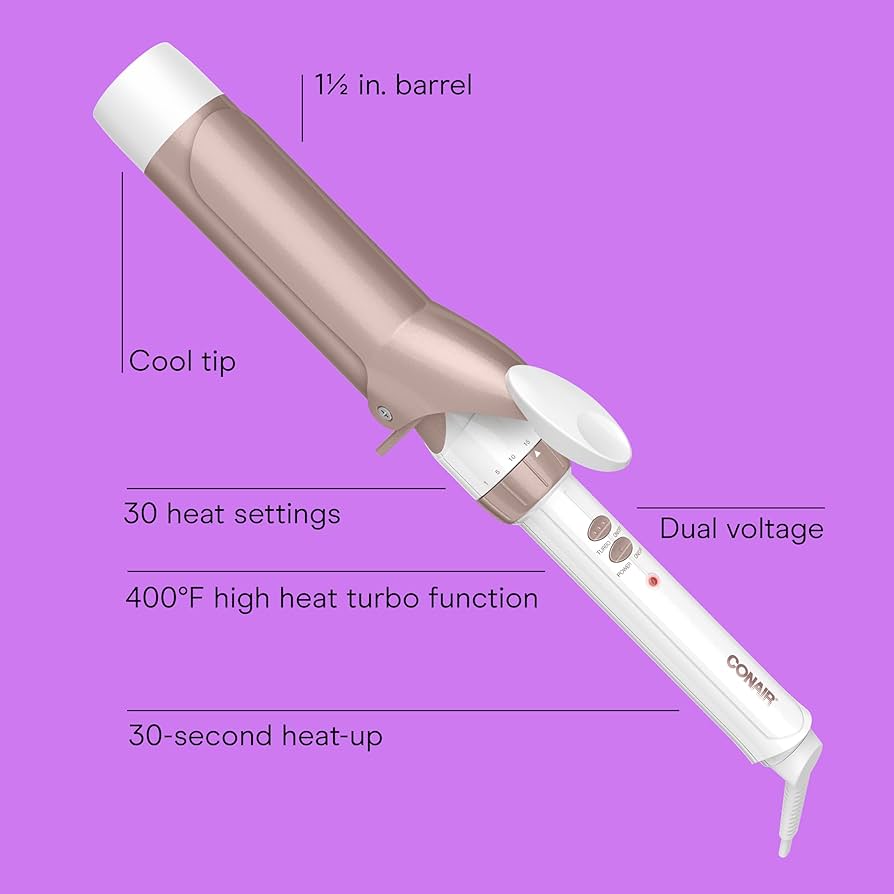 Conair Double Ceramic 1 1/2-Inch Curling Iron, 1 ½ inch barrel produces soft waves – for use on medium and long hair — image 2