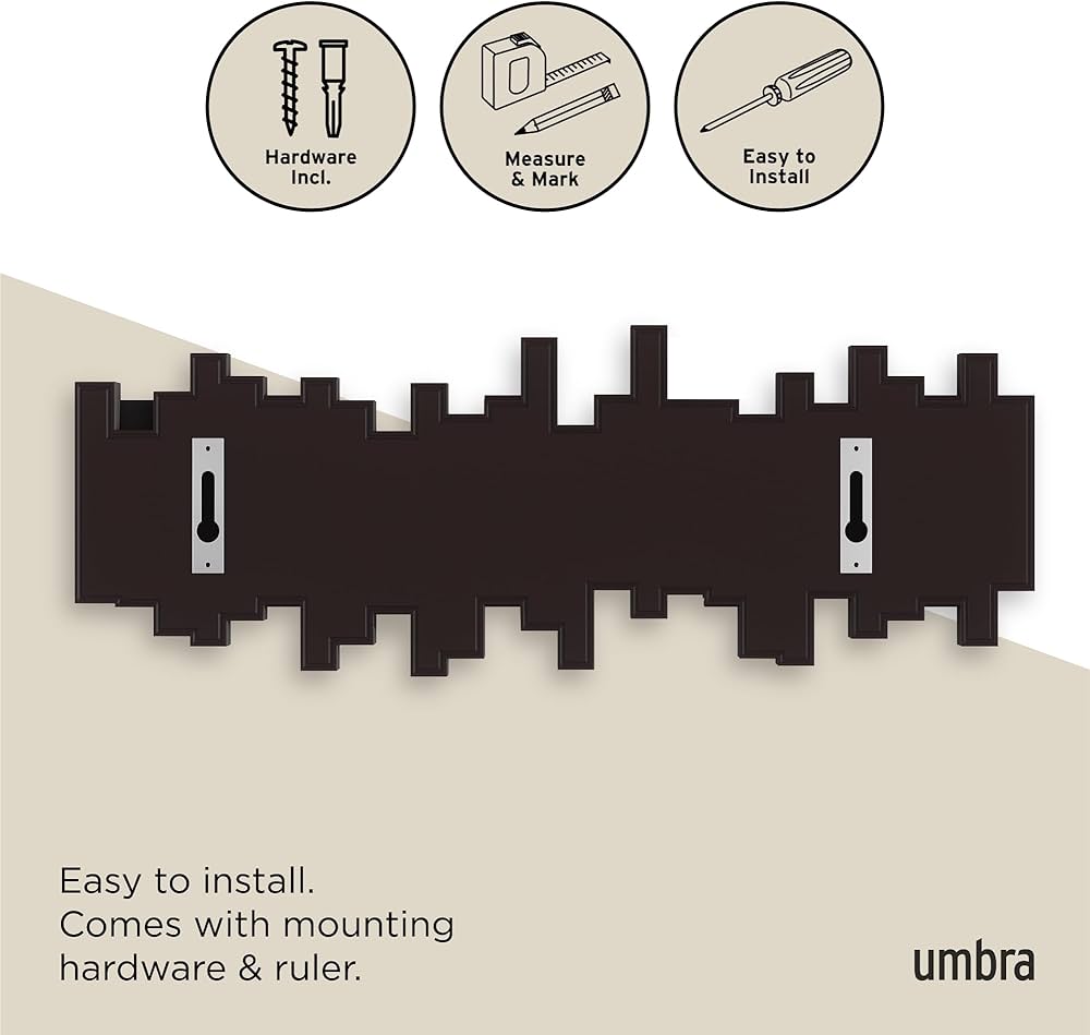 Umbra Sticks Multi Hook Coat Rack - Modern, Unique, Space-Saving Coat Hanger with 5 Flip-Down Hooks for Hanging Coats, Scarfs, Purses and More, Espresso — image 6
