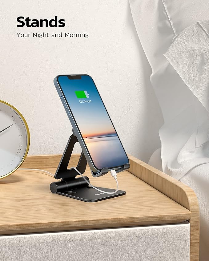 Nulaxy Dual Folding Cell Phone Stand, Fully Adjustable Foldable Desktop Phone Holder Cradle Dock Compatible with Phone 16 15 14 13 12 11 Pro Xs Xs Max Xr X 8, Nintendo Switch, All Phones — image 5