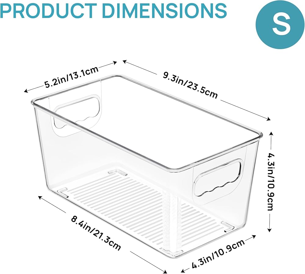Vtopmart 6 Pack Clear Plastic Pantry Organizer Bins, Food Storage Containers with Handle for Refrigerator, Fridge, Cabinet, Kitchen, Countertops, Cupboard, Freezer Organization, BPA Free, Small — image 2