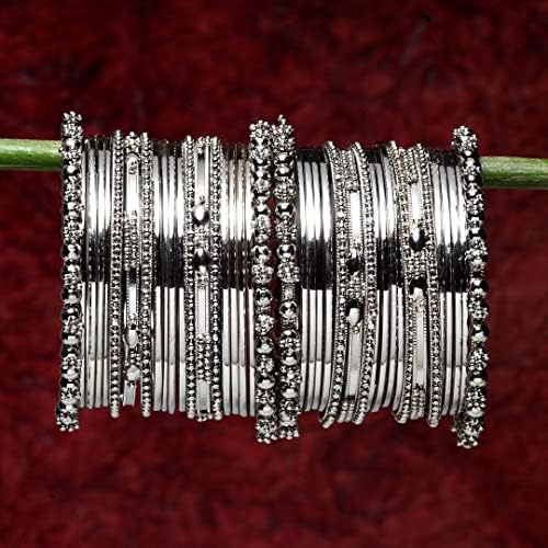 Shining Diva Fashion Set of 40 Bangles Set for Women | Oxidised Silver Plated Celebrity Inspired Jewellery | Latest Stylish Traditional Bangle for Girls and Women — image 2