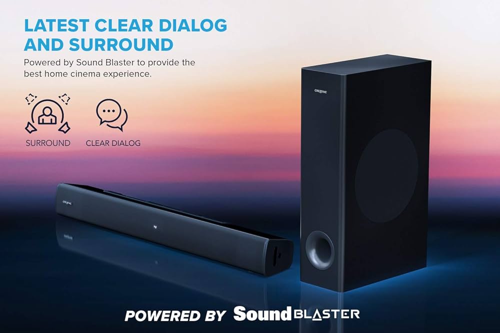 Creative Stage V2 2.1 Channel 160W Soundbar with Subwoofer, Clear Dialog and Surround by Sound Blaster, Bluetooth 5.0, TV ARC, Optical, and USB Audio,Adjustable Bass and Treble, for TV — image 3