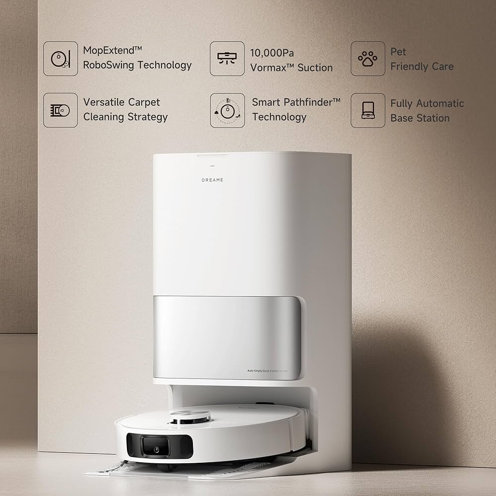 Dreame L10s Ultra Gen 2 Robot Vacuum and Mop, 10,000Pa Suction, RoboSwing Mop Extension, Fully Automatic Base,10.5mm Auto Lift, Auto Empty upto 100 days, Self Cleaning, Pet Mode,White, 2 Year Warranty — image 6