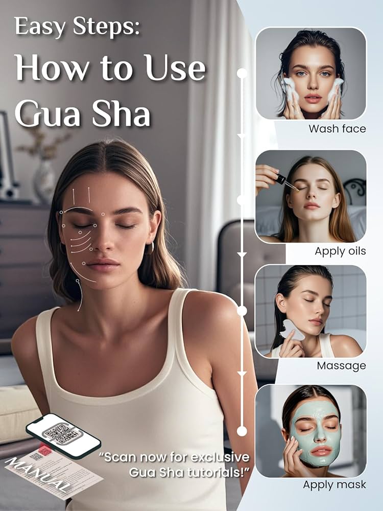 Rena Chris Gua Sha Facial Tools, Stainless Steel Guasha Tool for Acupuncture, Manual Massage Sticks for Jawline Sculpting and Puffiness Reducing, Gua Sha Scraping Massage Tool, Skin-Care Gift(Silver) — image 5