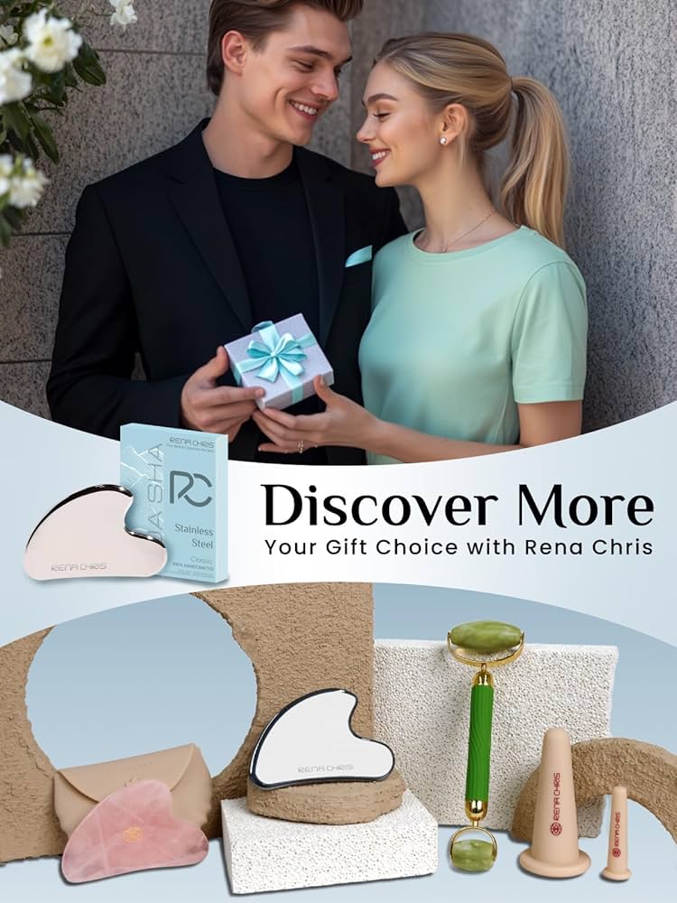 Rena Chris Gua Sha Facial Tools, Stainless Steel Guasha Tool for Acupuncture, Manual Massage Sticks for Jawline Sculpting and Puffiness Reducing, Gua Sha Scraping Massage Tool, Skin-Care Gift(Silver) — image 6