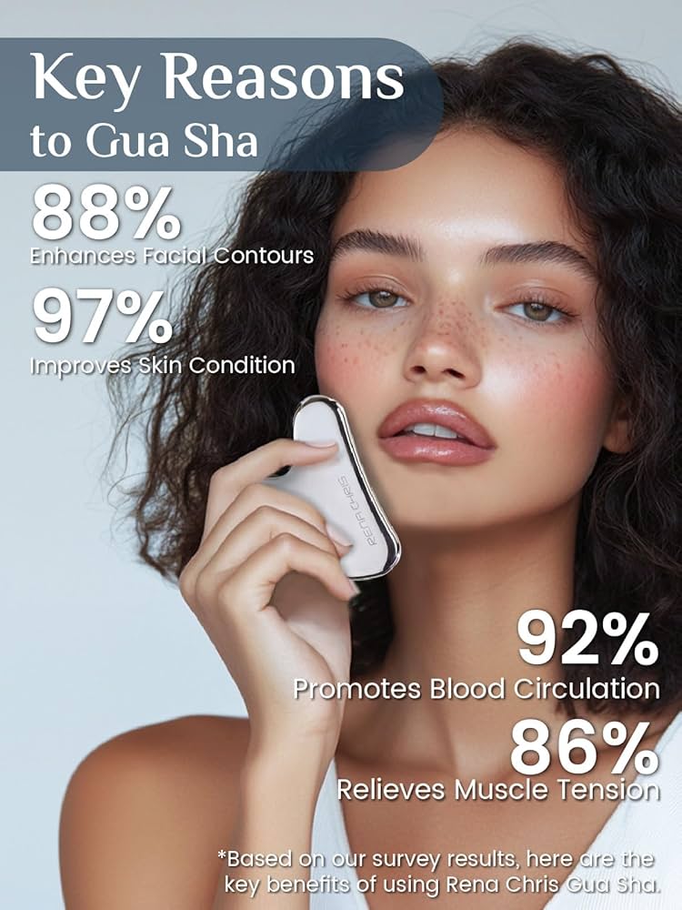 Rena Chris Gua Sha Facial Tools, Stainless Steel Guasha Tool for Acupuncture, Manual Massage Sticks for Jawline Sculpting and Puffiness Reducing, Gua Sha Scraping Massage Tool, Skin-Care Gift(Silver) — image 4