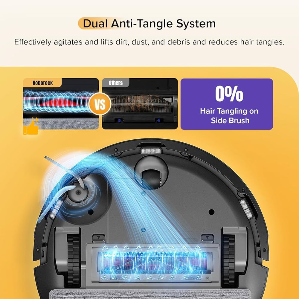 roborock Q7 TF(Upgraded from Q5 Pro) Robot Vacuum and Mop Combo, 10,000Pa HyperForce Suction, Robotic Vacuum Cleaner, Dual Anti-Tangle System, APP-Control, LiDAR Navigation, for Pet Hair and Carpet — image 4