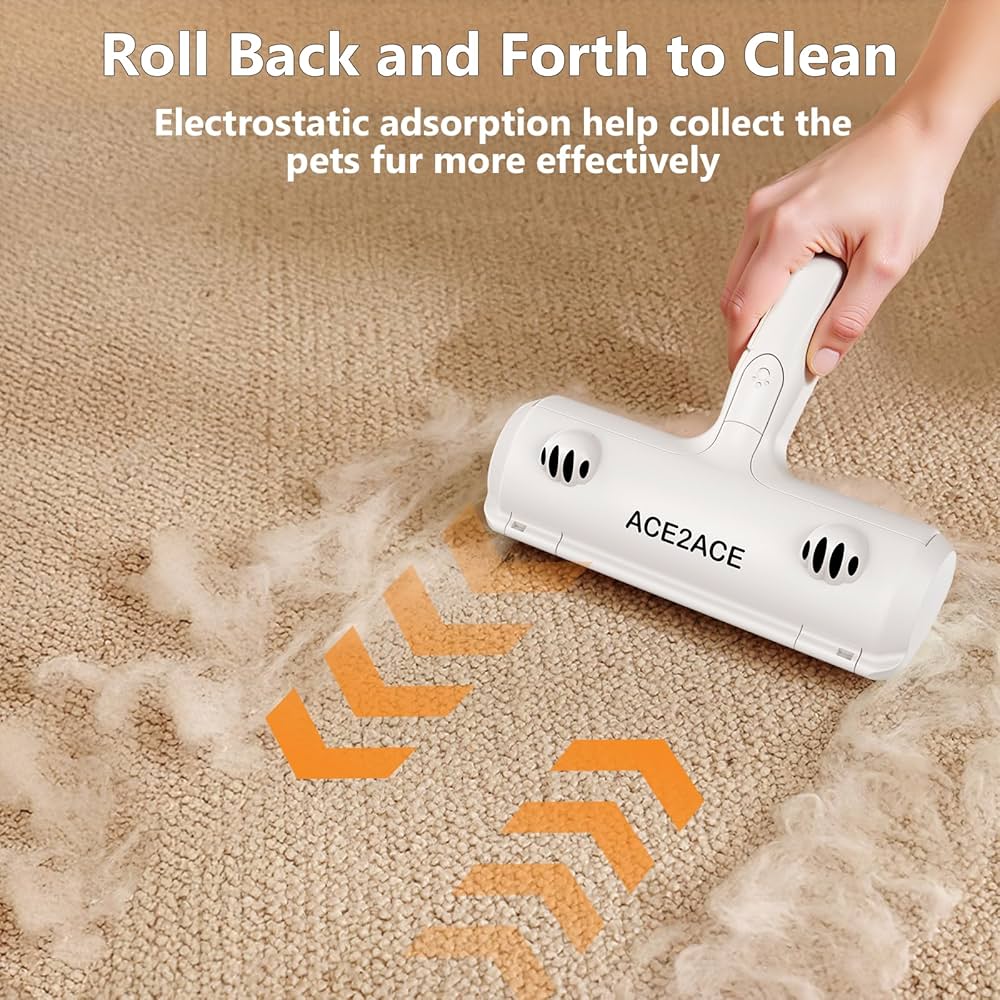 ACE2ACE Pet Hair Remover Roller, Reusable Animal Hair Removal Brush for Dogs and Cats, Self Clean Pet Fur from Carpet, Furniture, Rugs, Laundry, Clothes and Bedding, Sofa — image 3