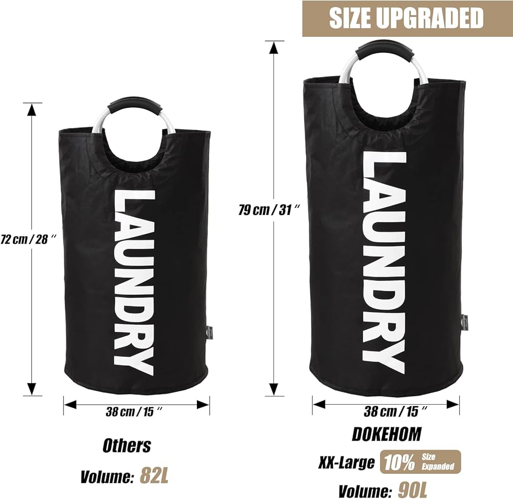 DOKEHOM 90L Large Foldable Laundry Baskets, Foldable Laundry Bags, Clothes Bag (Black, L) Disposable — image 3