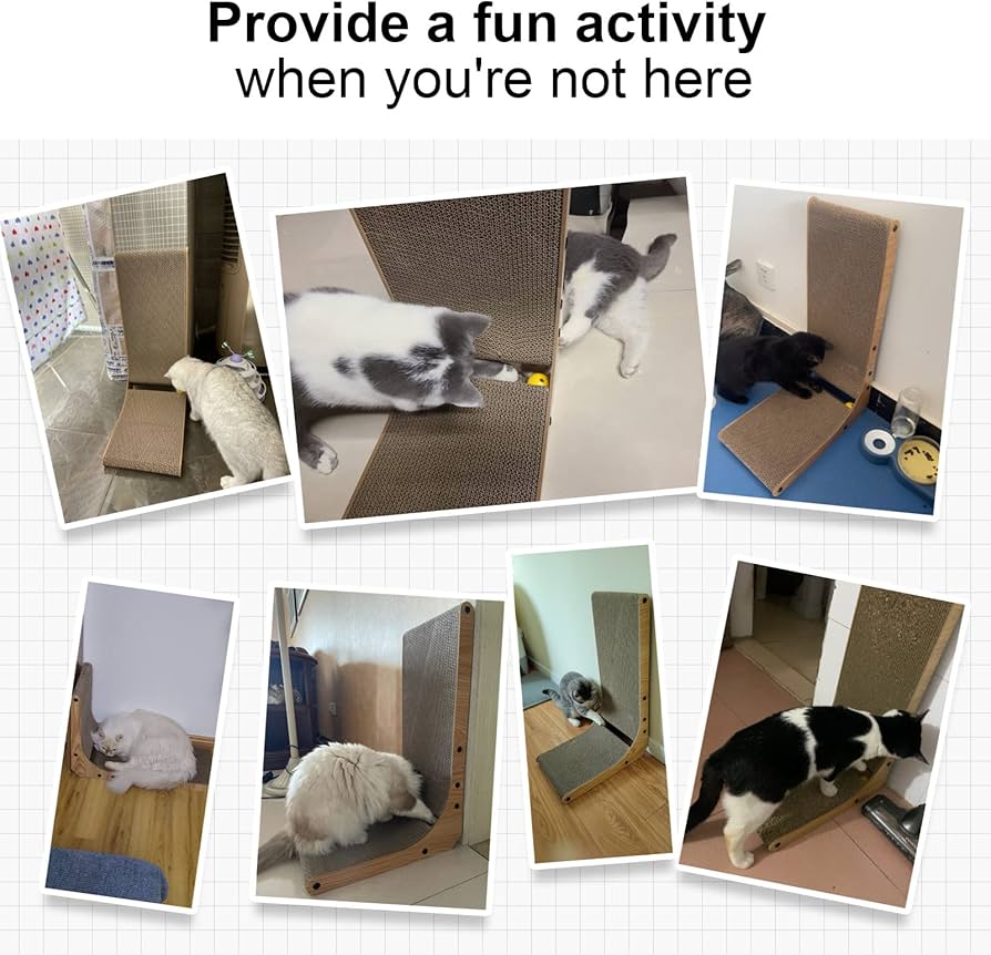 FUKUMARU Cat Scratcher, 26.8 Inch L Shape Cat Scratch Pad Wall Mounted, Cat Scratching Cardboard with Ball Toy for Indoor Cats — image 8