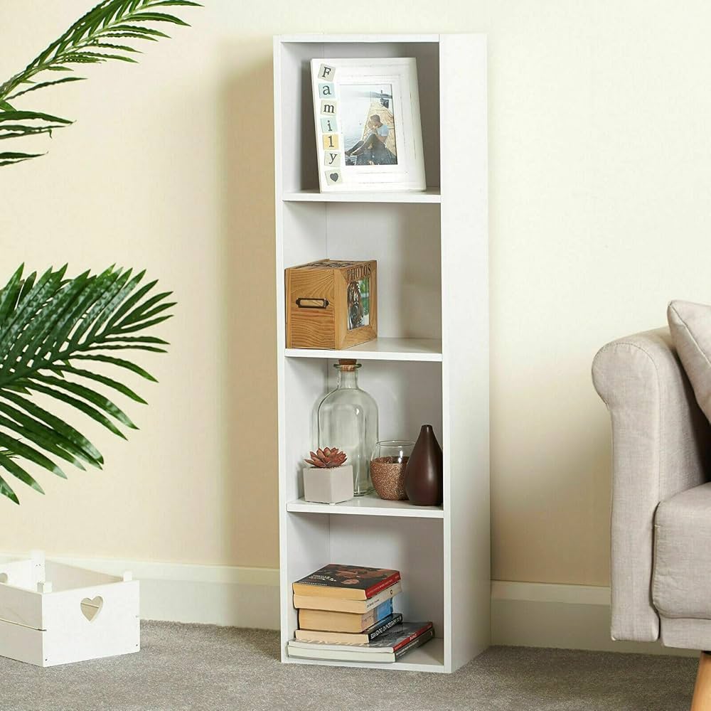 URBNLIVING Tier Wooden Bookcase Shelving Display Storage Shelf Unit Wood Shelves (White, 4 Shelf) — image 5