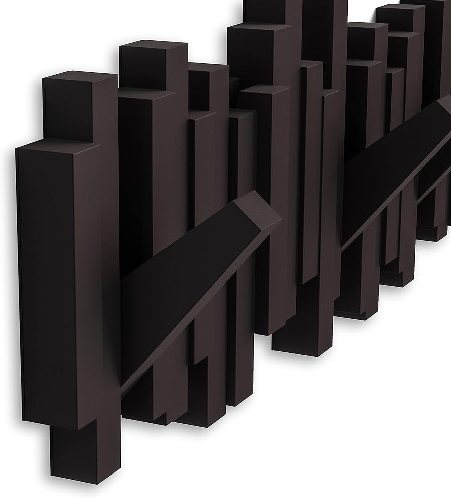 Umbra Sticks Multi Hook Coat Rack - Modern, Unique, Space-Saving Coat Hanger with 5 Flip-Down Hooks for Hanging Coats, Scarfs, Purses and More, Espresso — image 7