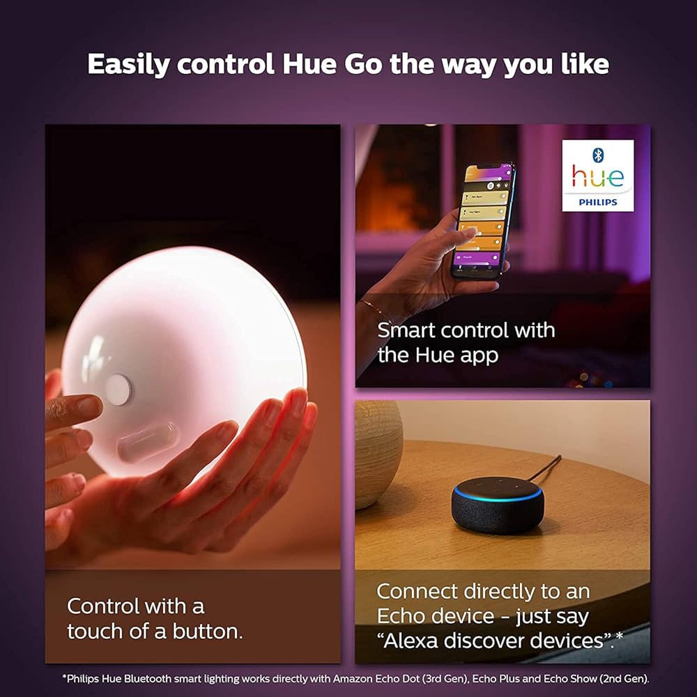 Philips Hue Go 2.0 White & Colour Ambiance Smart Portable Light with Bluetooth, Works with Alexa and Google Assistant (Pack of 1) — image 6