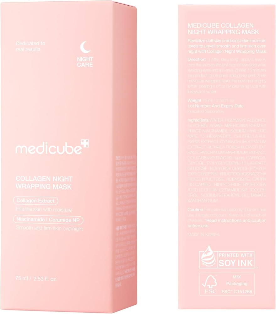 medicube Collagen Overnight Wrapping Peel Off Facial Mask Pack - Elasticity & Hydration Care, Reduces Sagging & Dullness - Hydrolyzed Collagen For Glowing Skin - Korean Skin Care, 2.53 fl.oz — image 9