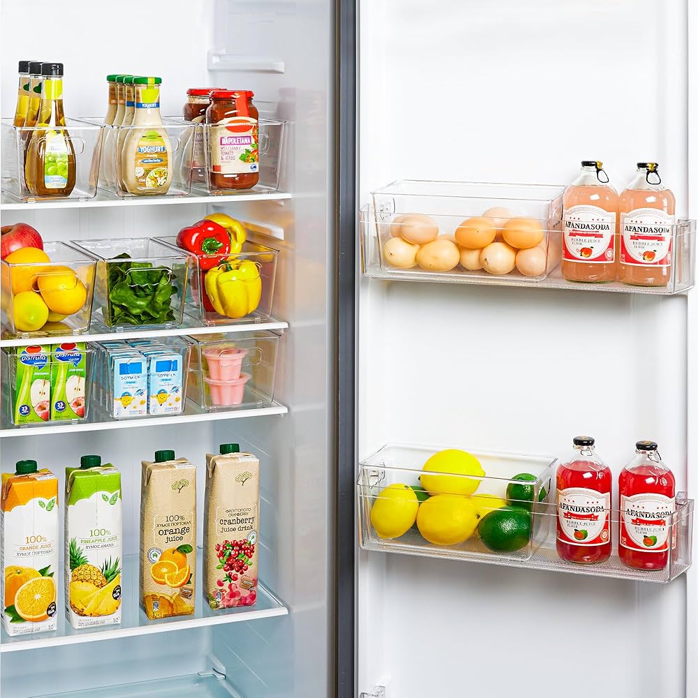 Vtopmart 6 Pack Clear Plastic Pantry Organizer Bins, Food Storage Containers with Handle for Refrigerator, Fridge, Cabinet, Kitchen, Countertops, Cupboard, Freezer Organization, BPA Free, Small — image 6