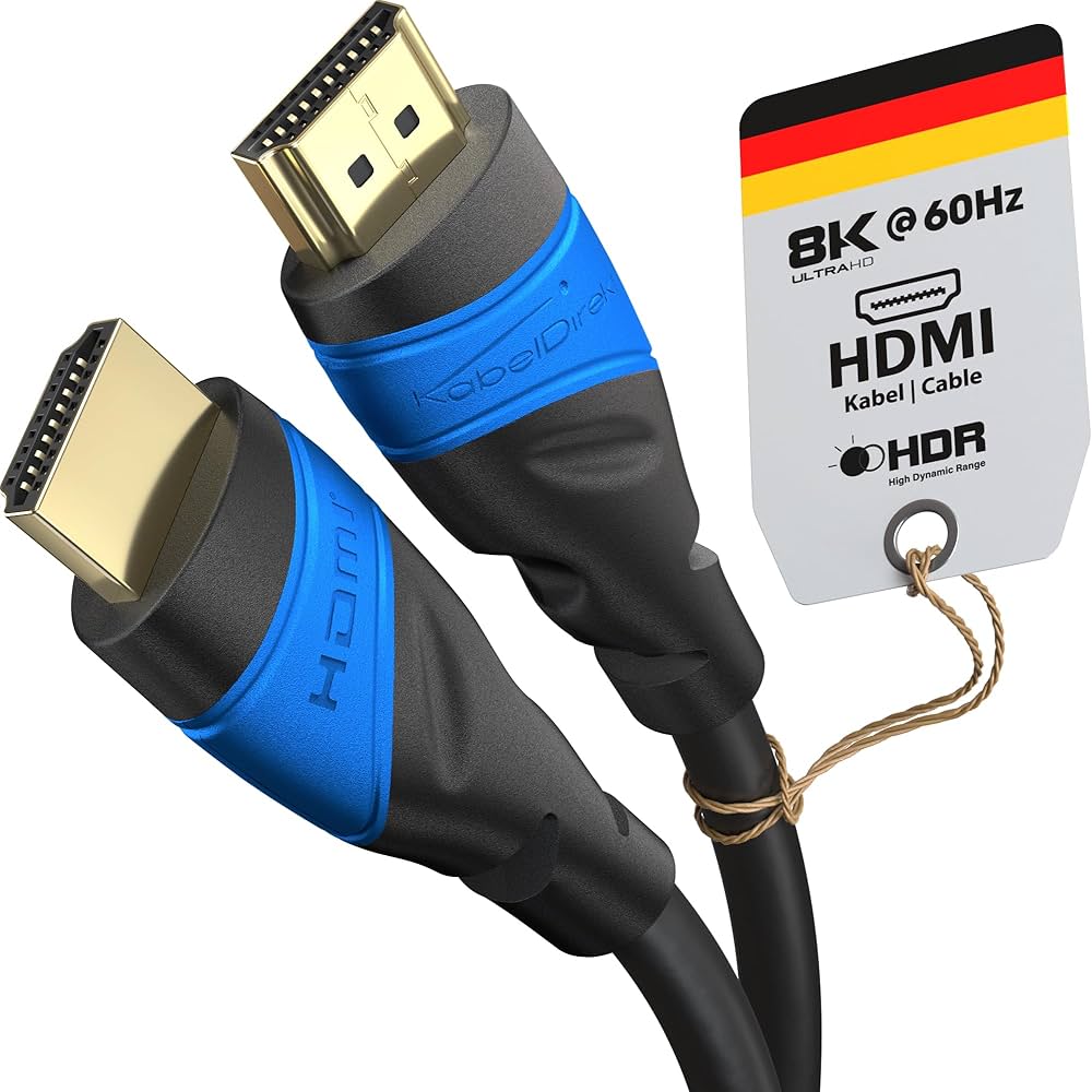 KabelDirekt – 8K / 4K HDMI Cable – 2m & More HDMI Cables (0.15m–22.5m) – German-Engineered HDMI Lead – Supports 10K/8K@60Hz/4K@120Hz – HDMI Cable for HDTV, PC, PS5, Xbox, Switch