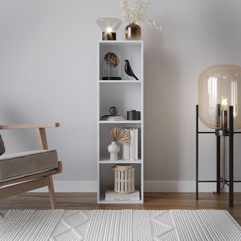 URBNLIVING Tier Wooden Bookcase Shelving Display Storage Shelf Unit Wood Shelves (White, 4 Shelf) — image 2