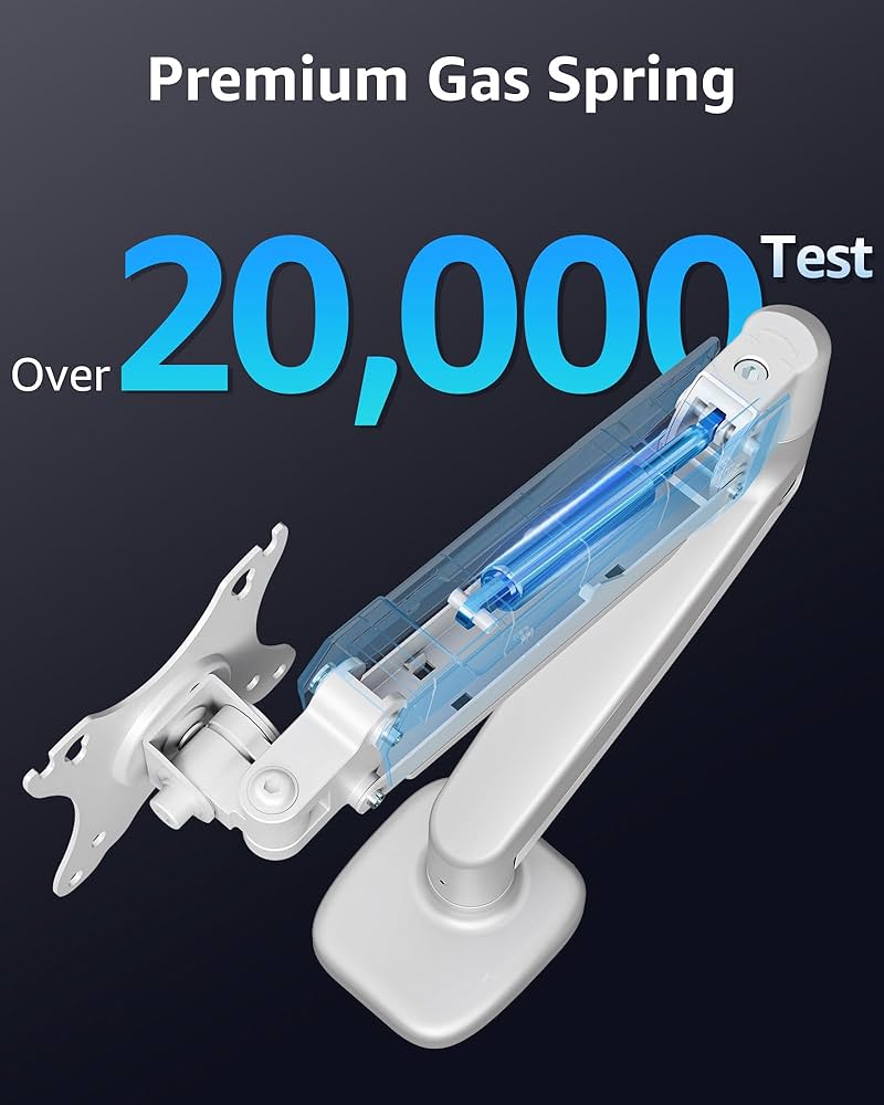 MOUNTUP Single Monitor Desk Mount, Adjustable Spring Monitor Arm, Support Max 32 Inch, 4.4-17.6lbs Screen, Computer Monitors Stand Holder with Clamp/Grommet Mounting Base, VESA Mount Bracket,White — image 4