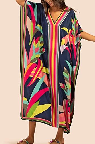 Women's Long Kaftan Maxi Dress Boho Swimsuit Beach Cover Up Robes One Size Loungewear — image 6