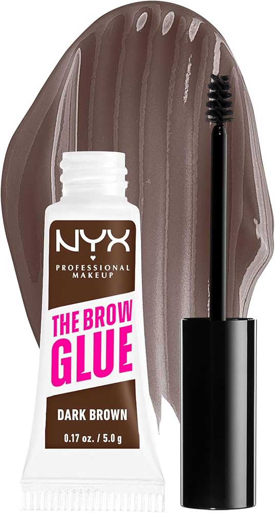 NYX Professional Makeup | The Brow Glue Instant Brow Styler, Longwear Hold and Flake-Resistant Formula, Non-Sticky, Vegan, Shade - Dark Brown 04