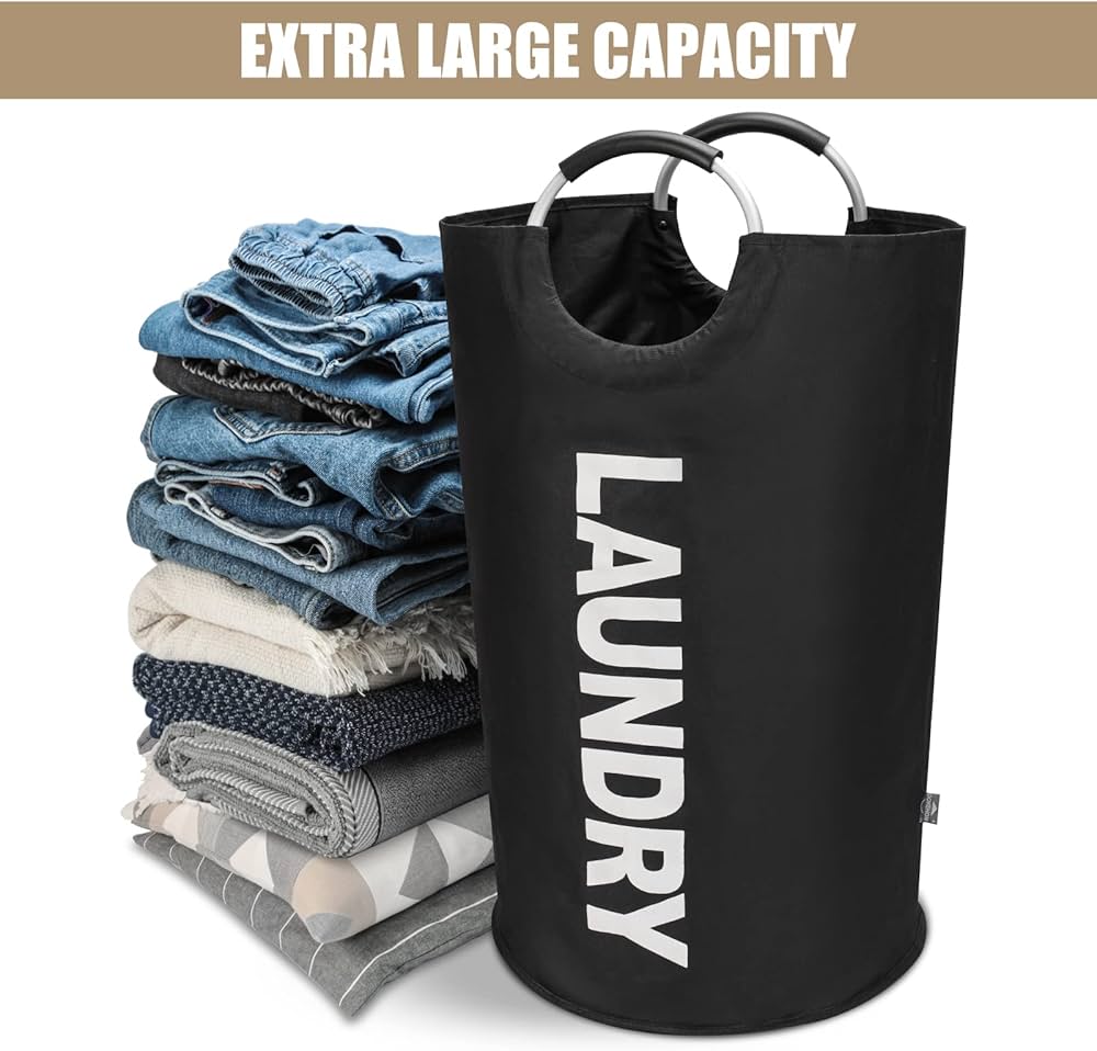 DOKEHOM 90L Large Foldable Laundry Baskets, Foldable Laundry Bags, Clothes Bag (Black, L) Disposable — image 6
