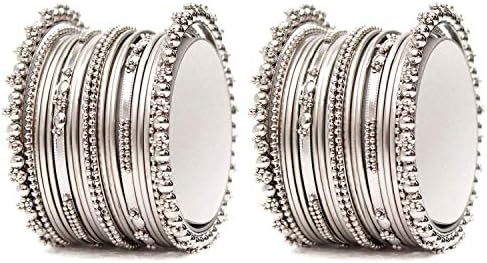 Shining Diva Fashion Set of 40 Bangles Set for Women | Oxidised Silver Plated Celebrity Inspired Jewellery | Latest Stylish Traditional Bangle for Girls and Women