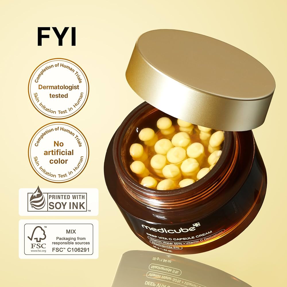 medicube Deep Vitamin C Golden Capsule Face Moisturizer - Liposome Capsules For Wrinkles, Skin Radiance - Transparent Gel for Glow Hydration - Korean Skin Care 1.94 oz — image 6