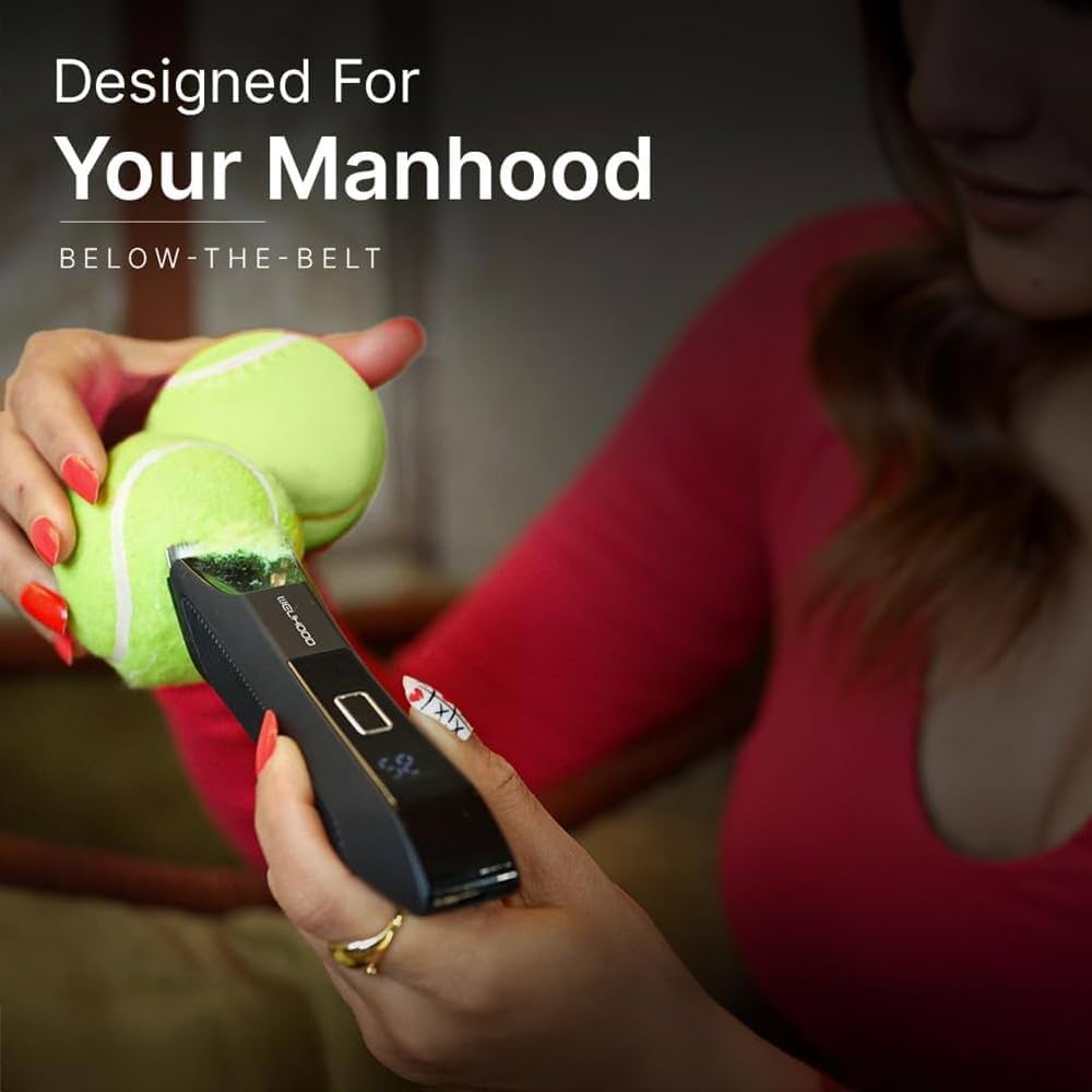 MENHOOD Balls and Body Grooming Trimmer 1.0 Pro for Men, IPX7 Waterproof, Wireless Charging with Type C Support & 150 Min Runtime, 4000K LED Light, Ceramic Blades for Below the Belt Grooming (Blue) — image 2