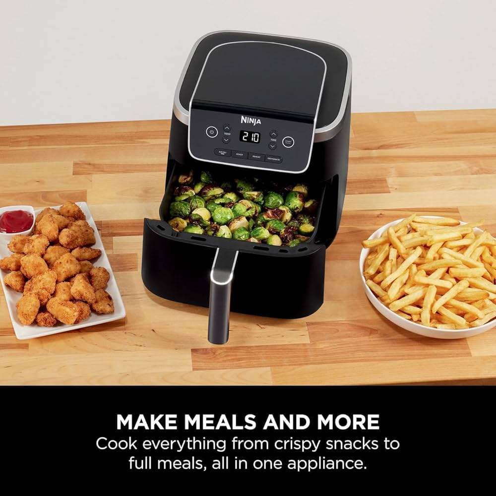 Ninja Air Fryer PRO 4.7L, Single Drawer, 4-in-1, Air Fry, Roast, Reheat, Dehydrate, Cooks 1-2 Portions, Digital, Non-Stick Drawer & Crisper Basket, 2000W, Black, AF140ME, 2 Years Warranty — image 3