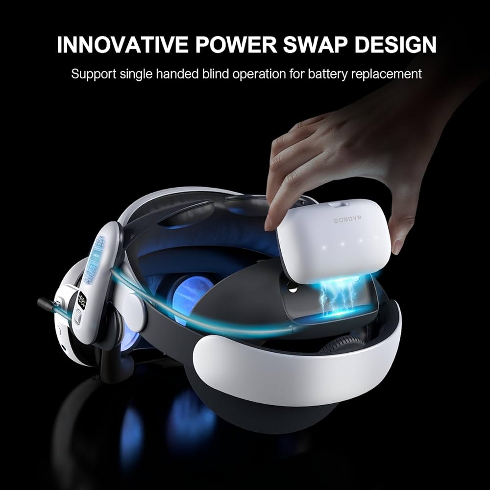 BOBOVR S3 Pro Battery Strap Accessories,Head Air Cooling System and 10000mah Hot-swappable Battery Pack,Compatible with Meta Quest 3/Quest 3S — image 3