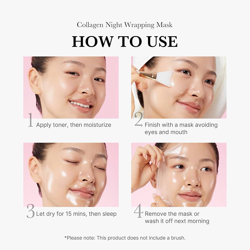 medicube Collagen Overnight Wrapping Peel Off Facial Mask Pack - Elasticity & Hydration Care, Reduces Sagging & Dullness - Hydrolyzed Collagen For Glowing Skin - Korean Skin Care, 2.53 fl.oz — image 5