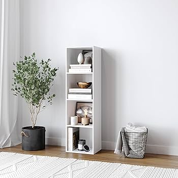 URBNLIVING Tier Wooden Bookcase Shelving Display Storage Shelf Unit Wood Shelves (White, 4 Shelf) — image 4