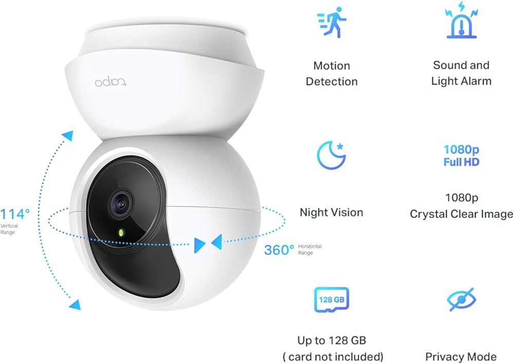 TP-Link Tapo Pan/Tilt Smart Security Camera, Indoor CCTV, 360 Rotational Views, Works with Alexa&Google Home, No Hub Required, 1080p, 2-Way Audio, Night Vision, SD Storage, Device Sharing (TC70) — image 2