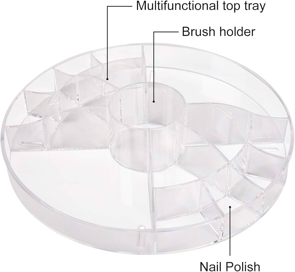 sanipoe 360 Degree Spinning Makeup Organizer, sanipoe Adjustable Carousel Round Rotating Storage Stand Rack, Large Capacity Ondisplay Shelf Cosmetics Best for Countertop and Bathroom, Clear — image 7