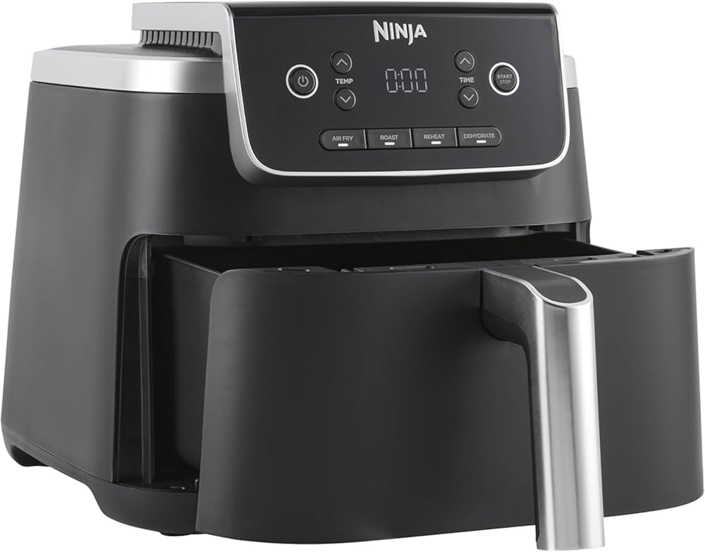 Ninja Air Fryer PRO 4.7L, Single Drawer, 4-in-1, Air Fry, Roast, Reheat, Dehydrate, Cooks 1-2 Portions, Digital, Non-Stick Drawer & Crisper Basket, 2000W, Black, AF140ME, 2 Years Warranty