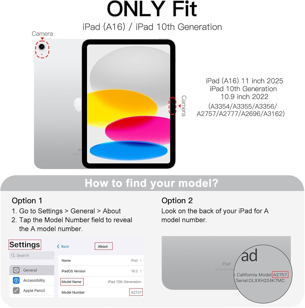 JETech Case for iPad (A16) 11th Generation 11 Inch 2025 / iPad 10th Generation 10.9 Inch 2022, Slim Smart Cover with Hard PC Translucent Back, Supports Touch ID, Auto Wake/Sleep (Navy Blue) — image 2