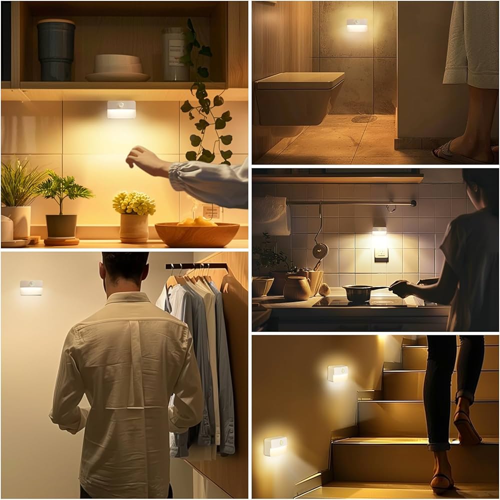 8 Pack Motion Sensor Stair Light for Indoor, Battery Operated Closet Lights, Wireless Stick on Anywhere Hallway Lamp, Portable Led Night Lamps for Bedroom Under Cabinet Kitchen — image 4