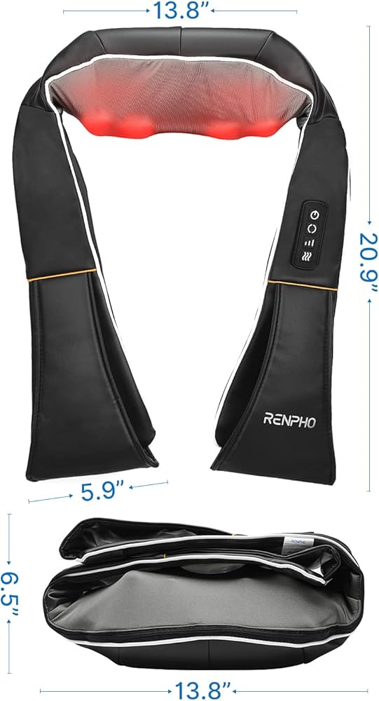 RENPHO Shiatsu Neck and Shoulder Back Massager with Heat, Electric Vibration Deep Tissue 3D Kneading Massage Pillow for Pain Relief on Waist, Leg, Calf, Foot, Arm, Belly, Full Body, Muscles — image 8