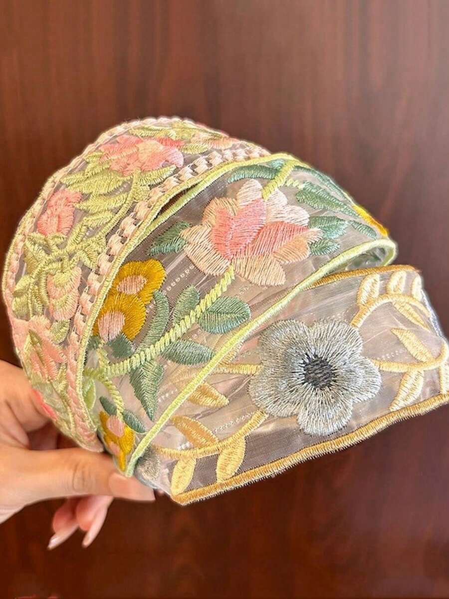 3pcs Flower Print Boho Polyester Braided Embroidery Hair Hoop, Headbands ,Hairband For Women Hair Accessories Head Accessories — image 2