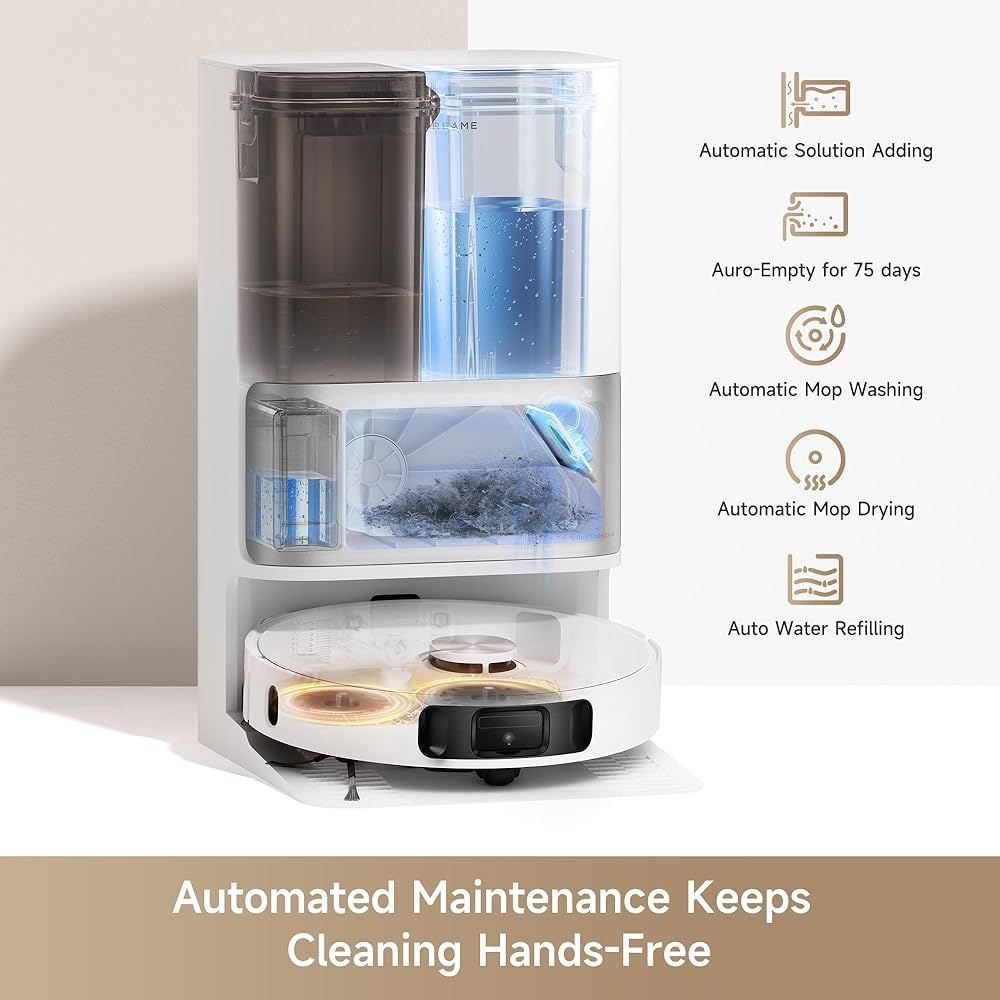 Dreame L10s Ultra Gen 2 Robot Vacuum and Mop, 10,000Pa Suction, RoboSwing Mop Extension, Fully Automatic Base,10.5mm Auto Lift, Auto Empty upto 100 days, Self Cleaning, Pet Mode,White, 2 Year Warranty — image 3