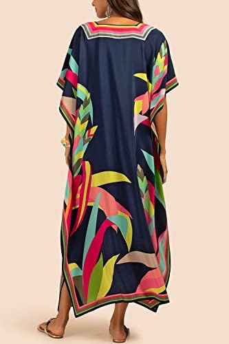 Women's Long Kaftan Maxi Dress Boho Swimsuit Beach Cover Up Robes One Size Loungewear — image 2