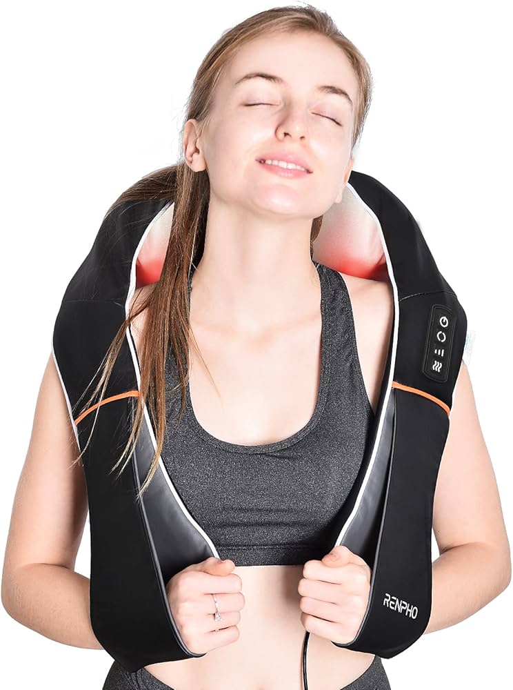 RENPHO Shiatsu Neck and Shoulder Back Massager with Heat, Electric Vibration Deep Tissue 3D Kneading Massage Pillow for Pain Relief on Waist, Leg, Calf, Foot, Arm, Belly, Full Body, Muscles