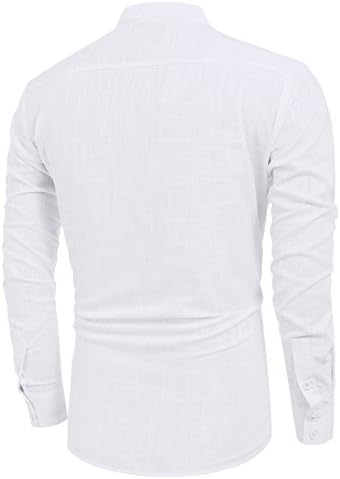 COOFANDY Men's Cotton Linen Henley Shirt Long Sleeve Hippie Casual Beach T Shirts Army Green — image 8