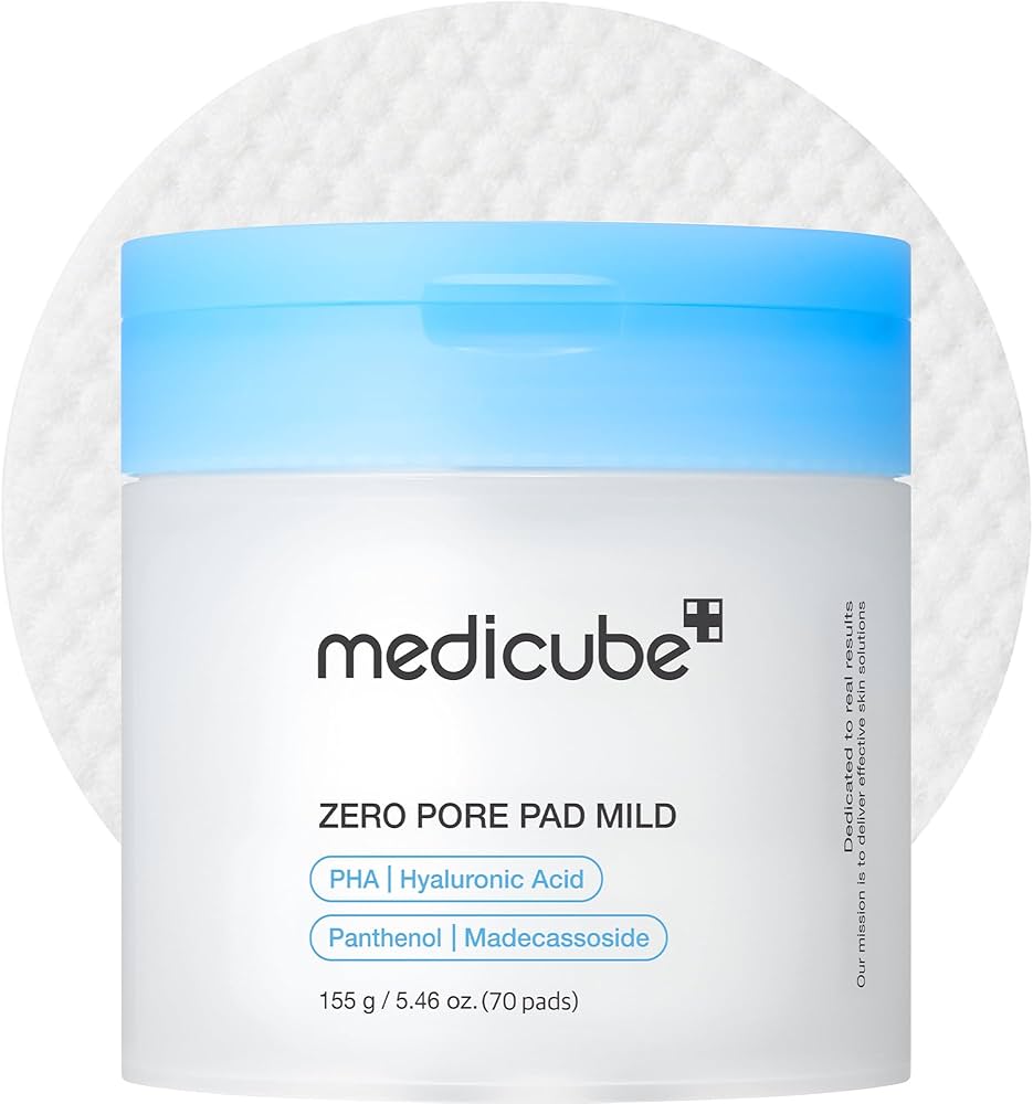medicube Zero Pore Pads Mild 2.0 - Gentle Calming Toner Pads for Exfoliation, Minimizing Pores, and Blackhead Removal with PHA - Ideal for All Skin Types - Korean Skin Care