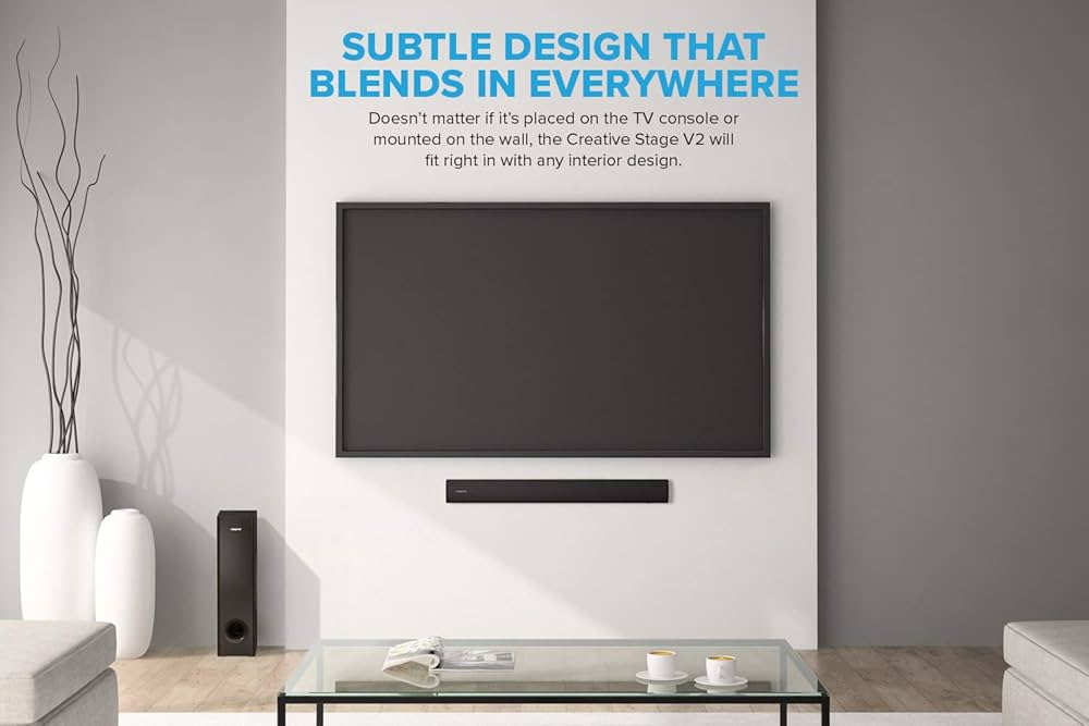 Creative Stage V2 2.1 Channel 160W Soundbar with Subwoofer, Clear Dialog and Surround by Sound Blaster, Bluetooth 5.0, TV ARC, Optical, and USB Audio,Adjustable Bass and Treble, for TV — image 7