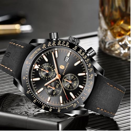 BY BENYAR Mens Watches Chronograph Analog Quartz Movement Stylish Sports Designer Wrist Watch 30M Waterproof Elegant Gift for Men — image 4