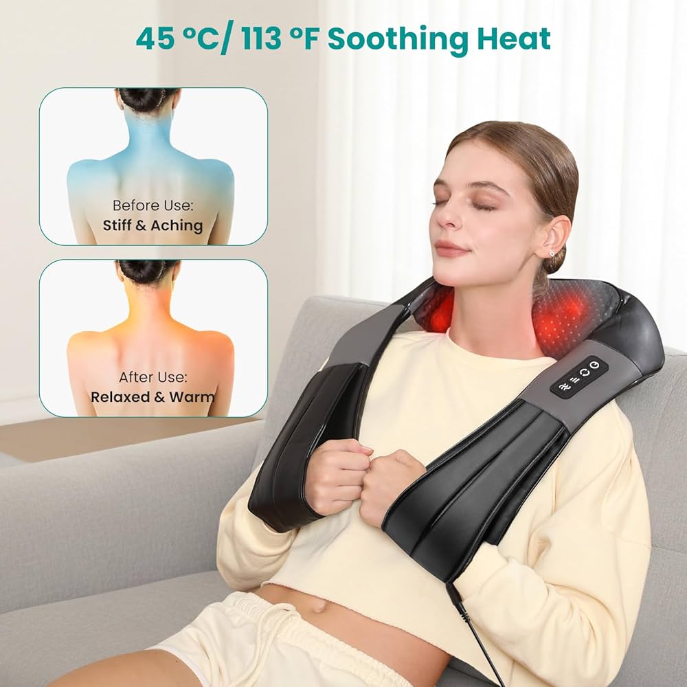 Nekteck Shiatsu Neck and Back Massager with Soothing Heat, Electric Deep Tissue 3D Kneading Massage Pillow for Shoulder, Leg, Body Muscle Pain Relief, Home, Office, and Car Use — image 3