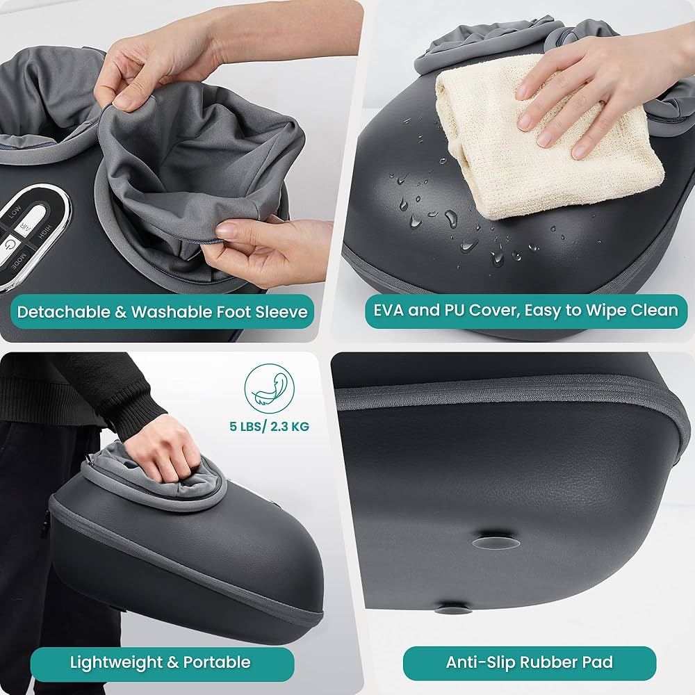 Nekteck Shiatsu Foot Massager Machine with Soothing Heat, Deep Kneading Therapy, Improve Blood Circulation and Foot Wellness,Relax for Home or Office Use(Gray) — image 7