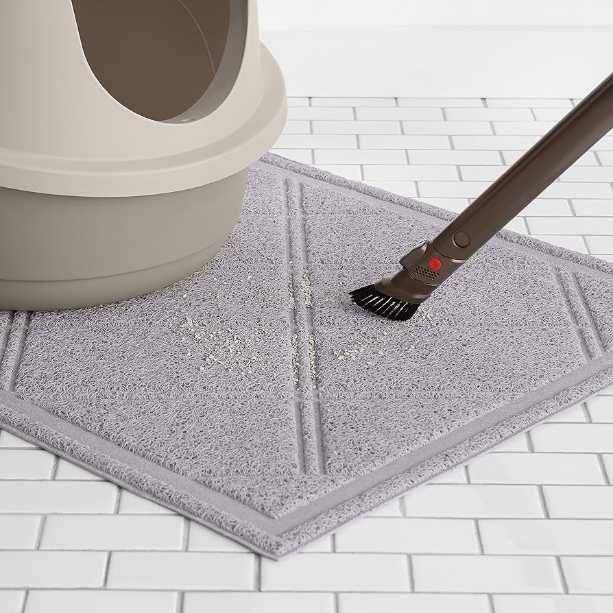 Amazon Basics Less-Mess Cat Litter Box Mat, 24 x 35 Inches, Grey — image 6